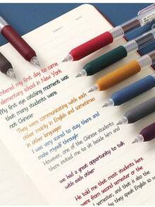 6PCS 0.5MM Colorful Neutral Pens, High-Value Portable Markers, Transparent Plastic Barrel Suitable For Home, Study, Office Scenarios, Perfect For Back To School, Thanksgiving, Christmas, Halloween - Multicolor - View 2