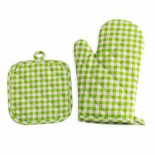 2pcs Heat Resistant Polyester Oven Gloves And Pot Holders Set, Green Coffee Plaid Double-Sided Quilted Insulated Kitchen Glove, Waterproof Non-Slip For Baking BBQ Cooking, Easy Clean Kitchen Essential Tool, Christmas Gift For Home Cooks - View 11