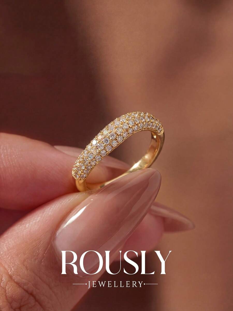 1pc Women's Pure Silver Curved Inlaid Ring, Suitable For Valentine's Day/Birthday/Couple Gift, Stackable DIY Romantic Thin Ring, Exquisite Jewelry Gift - Curve - View 1