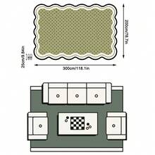 1PC Olive Green Black Dot Cross-Pattern Modern Vintage Geometric Area Rug, Minimalist Artistic Style Faux Cashmere Asymmetrical Wavy Edge Rectangular Black Border With Full-Coverage Cross-Dot Details, Machine Washable, Suitable For Living Room, Bedroom, Balcony, All-Season Home Decor - Multicolor - View 14
