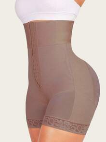 1pc Women's Butt Lifting Shapewear Panties, Tummy Control Shaping Underwear With Hook And Zipper Closure Design - Purple - View 3