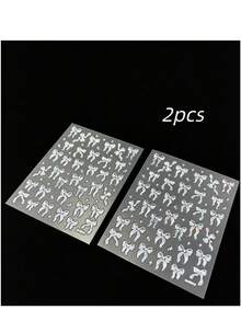 2/1pc Exquisite Butterfly Wings Nail Art Stickers Self-Adhesive Fragrance-Free Suitable For Hand And Foot Decoration Elegant Design Easy To Apply Suitable For Autumn, Halloween, Christmas DIY Manicure - White - View 11