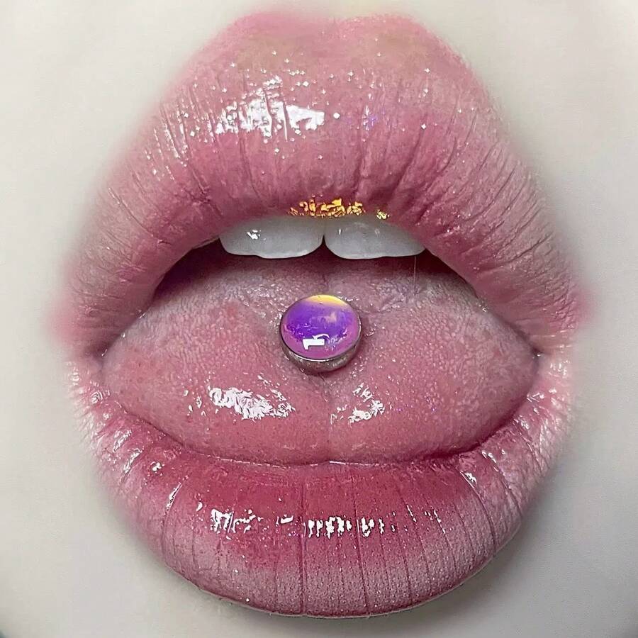 Anting Tindik Lidah Man Ting Fang dengan Ulir Eksternal, Tebal 1,6mm, Berkilau, Gaya Manis & Keren, Perhiasan Tindik yang Tidak Luntur, Cocok untuk Halloween, Natal, dan Pemakaian Sehari-hari - dasar - View 1