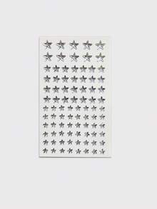 1 Sheet Silver Star Stickers, Multi‑Size Five‑Point Star Gems, Festival Party Makeup Body DIY Decor Stickers - Silver - View 4