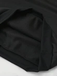 Men's Contrast Color Fleece Collar Polo Sweatshirt, Solid Color Button Placket Long Sleeve Drop Shoulder Casual Pullover Streetwear Top - Black - View 10