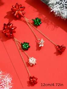 1 Pair Colorful Alloy Christmas Flower Earrings, Women's Fashion Vintage, Holiday Party Accessory - Multicolor - View 2