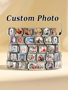 1pc Customized Italian Bracelet Bead, Without Bracelet, Personalized Colorful Photo Memory Pendant Link, DIY Gift Jewelry, Mother's Day Gift, Gift For Him, Gift For Her - Multicolor - View 5