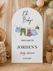 1pc Customized Elastic Arch Decor Fabric, Customizable Name And Date, Suitable For Baby Boy, Girl Or Gender Neutral Baby Shower Welcome Banner, Used For Baby Shower Photo Booth, Party Entrance And Celebration Backdrop Decoration - Multicolor - View 7
