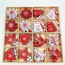 6pcs/12pcs Wooden Christmas Decorative Hanging Ornaments, Christmas Tree Decorations, Reindeer Small Pendant, Snowflake Hanging Decor, Christmas Atmosphere Decoration Accessories, Suitable For Home, Office, School Use, Christmas Gift - Multicolor - View 7