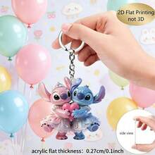 Disney 2pcs Or 1pc New Stitch Fun Embossed Acrylic Keychain, Stitch Heart Key Ring, Practical, Beautiful, Novel Keychain, Halloween Holiday Gift Decoration Key Pendant, Car Keychain, Backpack Wallet Keychain, Key Chain. Cute Keychain, Women's Keychain, Key Chain, Christmas Decoration Pendant, Women's Car Accessories - Multicolor - View 6