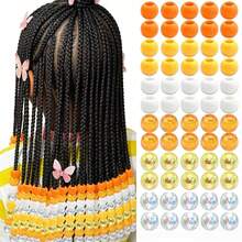 60pcs Colorful Braiding Beads, Rainbow Color Hair Bead Accessories, Cute Braids Beads For Girls, 2 Styles Available - Multicolor - View 9