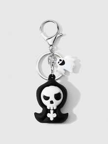 1pc Dark Style Halloween Series Skull Cat Dog Ghost Keychain Bag Charm - Multicolor - View 3