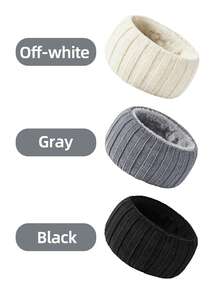 meetsunny 1pc Women's Winter Knitted Headband, Thick Fleece Lining Ear Protection Warm, Windproof Warm Headwear, Suitable For Cold Weather Outdoor Sports Cycling - Multicolor - View 8