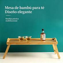 Multifunctional Foldable Bamboo Wood Table With Legs, Compact Dining Table, Small Window Table, Portable Table For Outdoor Use - Ginger - View 6
