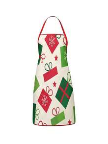 2Pcs Christmas Couple Apron Set, Xmas Gift Box Bauble Snowflake Printed Adjustable Bib Apron, Holiday Kitchen Cooking Baking Apron For Family Party Christmas Gift - Multicolor - View 4