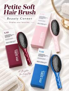 Oval Cushion Hair Brush, Soft Detangling Styling Brush With Rounded Pin Tips And Ergonomic Handle For Straight Wavy Curly Thick Hair, Daily Smoothing, Scalp Care, Home Travel Use, Multi-Color Options - Stylish Detangling Brush - View 2