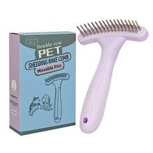 Pet Rake Comb Double‑Row Movable Pins Grooming Brush For Dogs Cats Removes Loose Undercoat Mats Tangled Hair - View 11