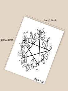 Herbal Juice Semi-Permanent Tattoo Sticker Mori Style Five-Pointed Star & Floral Wreath Pattern 14 Days No Fading Music Festival Party Gift Arm Back Waist Abdomen Body Temporary Tattoo Sticker 1pc/Pack - Blue - View 8