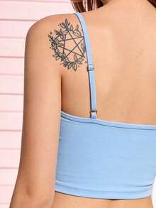 Herbal Juice Semi-Permanent Tattoo Sticker Mori Style Five-Pointed Star & Floral Wreath Pattern 14 Days No Fading Music Festival Party Gift Arm Back Waist Abdomen Body Temporary Tattoo Sticker 1pc/Pack - Blue - View 3