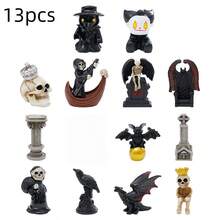 14pcs Halloween Family Set Mini Gothic Style Halloween Resin Figurines, Skull, Crow, Dragon, Bat, Tombstone Statues, Spooky Micro Landscape Decor, Suitable For Dollhouse, Garden, Desktop Decoration - Halloween - View 5