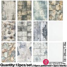 Ruonaorou 12pcs/Set Vintage Nautical Compass Map Translucent Vellum Paper Junk Journal Semi-Transparent Premium Distressed Ocean Navigation Material Vellum Paper Scrapbook Decoration DIY Junk Journal Diary Notebook Material Paper Envelope Greeting Card Vellum Paper Decoration (2D Flat A5) - A - View 12