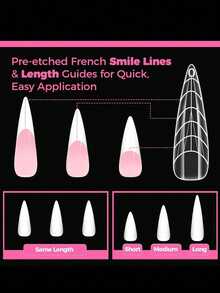 120pcs Flat Gel Nail Art Molds, Almond & Straight Shape, Built-In Pointed Tip, Double-Ended Design, Reusable, Pre-Set French Line, Suitable For Nail Salon & Home DIY Nail Art - Multicolor - View 3