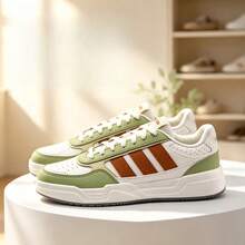 Adidas 三葉草新款男女復古休閒低筒百搭耐磨運動休閒板鞋 - 白色/棕綠色 - 查看 7