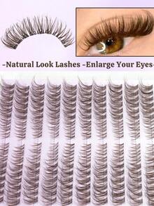 216pcs Brown Single Cluster False Eyelashes, Transparent Stem, Soft Brown Layered Fine Eyelash Tips, Creating Natural Enhanced Makeup Effect, Transparent Seamless Base Stem Invisible Fit, Suitable For Daily Natural Makeup, Weekend Outings And Various Holiday Looks - D - View 5