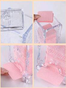 Transparent Butterfly Pattern Nail Cotton Pad Box, Makeup Pad Storage Box, Nail Salon Desktop Organizer, Lint-Free Wiping Cotton Storage Box - Multicolor - View 4