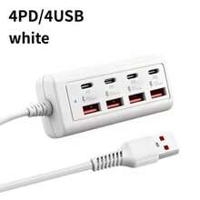 8 Port USB Fast Charging Station, 4 Type-C PD + 4 USB-A Multi-Port Power Hub (With Built-In Cables), Compact Desktop Charger, Space-Saving Charging Adapter, Can Charge Phones, Tablets And Other Electronic Devices Simultaneously - Multicolor - View 10