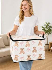 Covered Storage Box, Foldable Storage Box, Storage Box, Book Organizer, Office Organizer, Under Bed Storage, Suitable For Work, School, Dormitory Storage, Back To School Season, Dormitory Essentials, Christmas Gifts, Holiday Souvenirs, - Multicolor - View 5