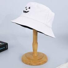 1pc Pumpkin Bucket Hat Halloween Orange Hat Men's Personalized Monster Embroidery Reversible Bucket Hat - A - View 13