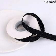 8mm Double-Sided Polka Dot Embossed Silk Ribbon, Black And White Polka Dot Silk Ribbon, DIY Bow Hair Accessories Hairband Ribbon - Multicolor - View 12
