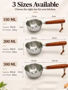 Multifunctional Stainless Steel Cooking Pot With Heat-Resistant Wooden Handle, For Hot Oil, Hot Milk, Sauce Preparation, Boiling Eggs, Home Kitchen Gadget - View 10