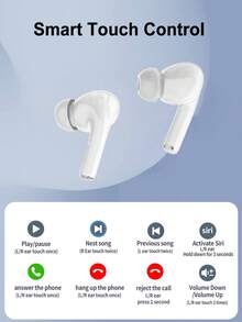 Portable True Wireless TWS Earbuds, High‑Quality Stereo Sound, Built‑In Mic For Clear Voice Calls, Long‑Lasting Battery, Compatible With Android & IOS Devices - White - View 5