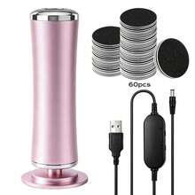 Electric Callus Remover For Feet, 5‑Speed Adjustable 360° Clockwise & Counter‑Clockwise Rotation Foot Polisher With 2 Types Grinding Discs & 60Pcs Sandpaper Sheets, Pedicure Foot Care Tool, Ideal Gift For Wife Girlfriend - Pink - View 10