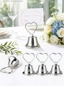 1/8pcs Creative Metal Business Card Holder With Heart Bell Metal Photo Clip, Wedding/Valentine's Day Table Decor, Memo And Postcard Display Stand, Suitable For Wedding, Birthday Party, Hotel, Office, Restaurant Menu, Table Number Card, Etc. - Multiple Styles - View 4