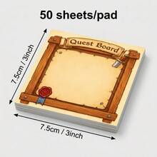 Fantasy Quest Board Sticky Notes 4 Packs - 3x3 Inch RPG Desk Memo Pads (50 Sheets/Pad). Unique Gamer Office Supplies & Geeky Novelty Gift For Coworkers, Friends & Tabletop Masters. - one-size - View 2