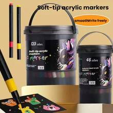 Master Color! 120 Colors 24/36/48/60/80 Colors Premium Soft Tip Acrylic Markers | Imported Pigments Rich Color Seamless Layering Fast Drying Waterproof | Professional Anime Design/Wall Painting/Industrial Design Hand Drawing Tools | Artist Collection Grade Painting Markers - Marker Pens In Barrels - View 6
