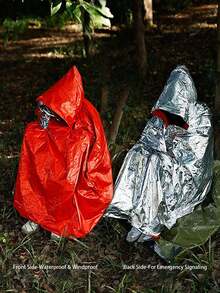 1pc Emergency Heat Reflective Rain Poncho, Outdoor Hiking Gear - Multicolor - View 8