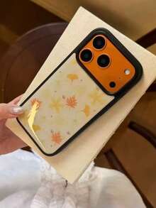 Autumn/Winter Pale Yellow Maple Leaf Aesthetic Phone Case Compatible With Apple 18/17 Pro Max, Premium Protective Cover, Niche Style, Glossy Finish, Anti-Drop, Minimalist, Elegant, Compatible With 16/15 Pro/14/13/17 - Multicolor - View 1