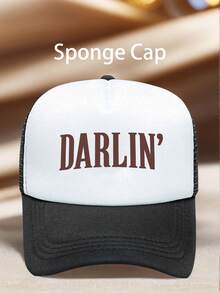 1pc Men Hats DARLIN' Printing Adjustable Hat Perfect For Outdoor Activities, Hiking, Beach Vacations, Sun Protection And Everyday Wear A Perfect Gift - Multicolor - View 2