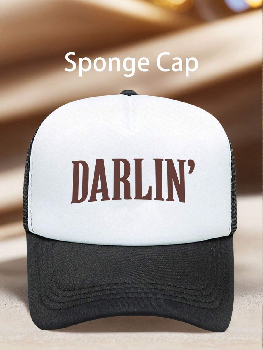 1pc Men Hats DARLIN' Printing Adjustable Hat Perfect For Outdoor Activities, Hiking, Beach Vacations, Sun Protection And Everyday Wear A Perfect Gift