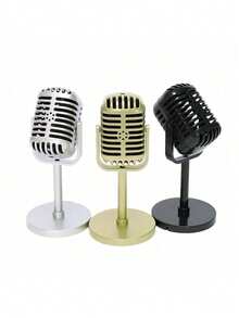 Vintage Microphone Prop With Adjustable Angle, Retro Plastic Simulation Microphone Decoration, Party Gift, Live Performance, Home, Bar Ornament - One Size Fits All - View 1