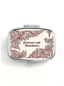 Portable Mini Pill Case, Single-Piece 2d Flat-Printed Dual-Compartment, Vintage Floral And Botanical Pattern Print, Sealed And Moisture-Proof, Capsule And Vitamin Organizer, Pocket-Sized Travel Medicine Storage Box, 2D Flat,Only Includes The Box - Multicolor - View 10