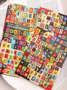 4 Sheets English Letter Stickers, Number Stickers, Symbol Stickers, Label Stickers, Set, Vintage DIY Stickers, Creative Stickers, Stationery Stickers, Junk Journal Scrapbook Supplies Set, Letter Stickers, Suitable For Scrapbooking - Multicolor - View 4