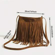 Vintage Western Fringe Shoulder Bag Lightweight Bohemian Style Crossbody Bag With Adjustable Strap And Magnetic Closure Suitable For Any Occasion Classic Fringe Shoulder Bag - Brown - View 8