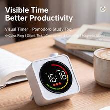 SULVGO Visual Timer Pomodoro Clock, 4-Color Ring Countdown Timer, Suitable For Children's Learning, Silent Ticking Focus Timer, With Magnetic Stand, Rechargeable Digital Timer, Applicable For Classroom, Office, Kitchen - minimalist style - View 5