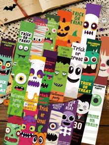 30pcs Cartoon Halloween Bookmarks, Suitable For Book Marking Cards, Library Cards, Paper Multi-Functional Reading Cards, Marking Cards, DIY Message Cards, Applicable For Back To School Season, School Supplies, Birthday Gifts, Halloween Gifts - 30pcs - View 1