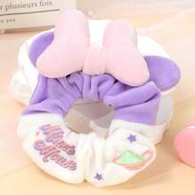 Mesuca Disney Judy & Minnie Plush Hair Scrunchie, Embroidered Decor Soft Fluffy Hair Tie With 3D Ear Bow Detail Elastic Hair Accessory For Daily Hairstyle 1 Piece, 2 Styles Available - Multicolor - View 2